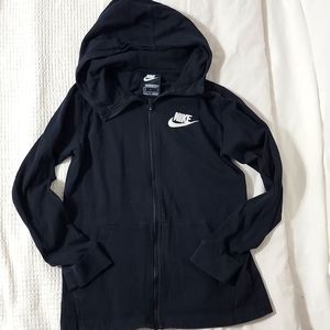 NIKE Girl's Black Long Sleeve Light Hooded Jacket Size Large